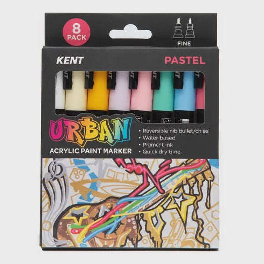 Kent Urban  Acrylic Paint Marker 3mm nib Pastel 8 Pce