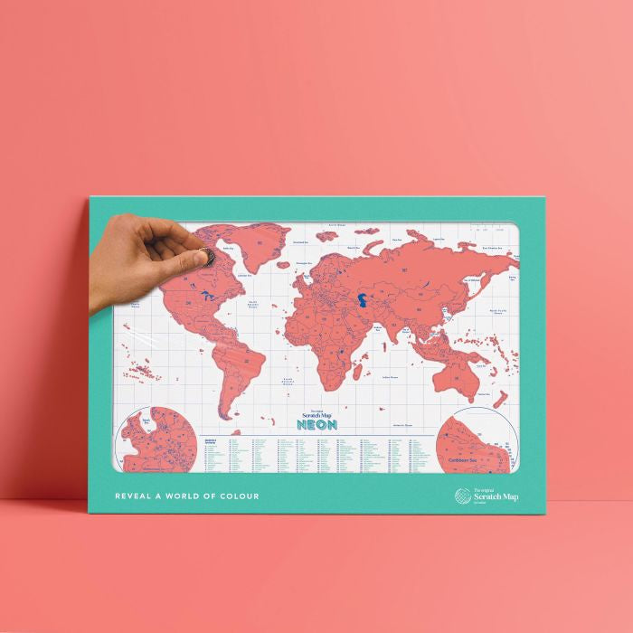 Scratch Map Neon Coral