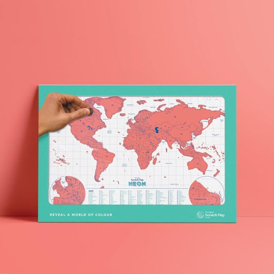 Scratch Map Neon Coral
