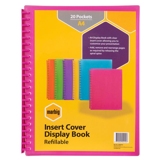 Display Book Insert coverA4 refillable 20 Page /Pink