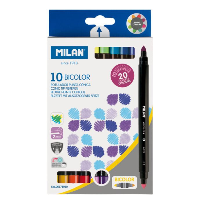 Milan Double Ended Bicolour Tip 10 Pens