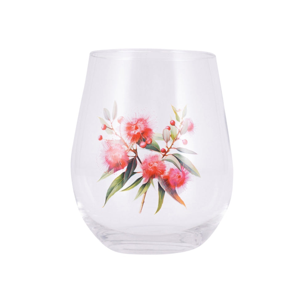 Native blooms Red Floral Stemless Glass