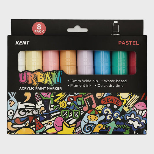 Kent Urban Acrylic Paint  Markers 10mm Nib 8 Set -Pastel