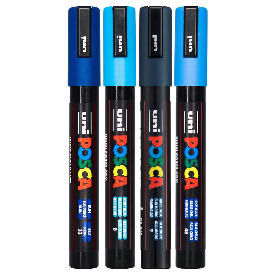 Posca Marker 4 Shades of Blue PC-5M