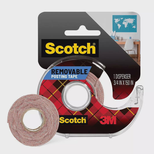 Scotch Removable Poster Tape 1095 Dispenser 1.9cm x 3.8 mtr