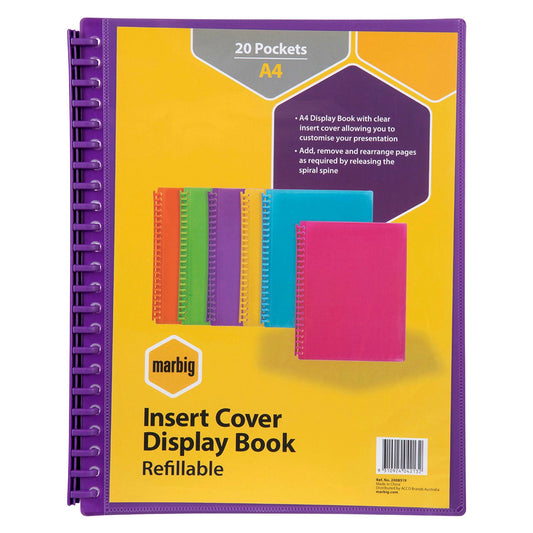 Display Book Insert Cover Refillable A4 20 Pages/Purple