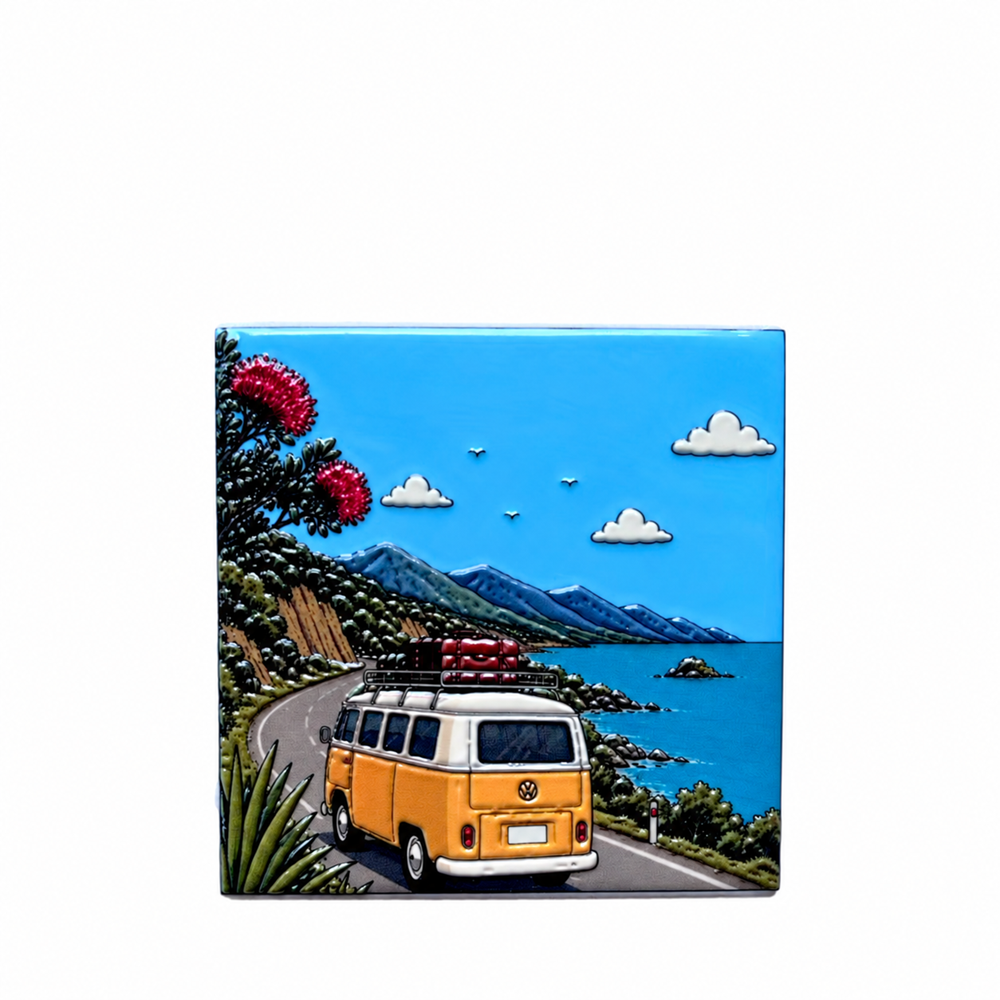 NZ Ceramic Coaster:  Road Trip