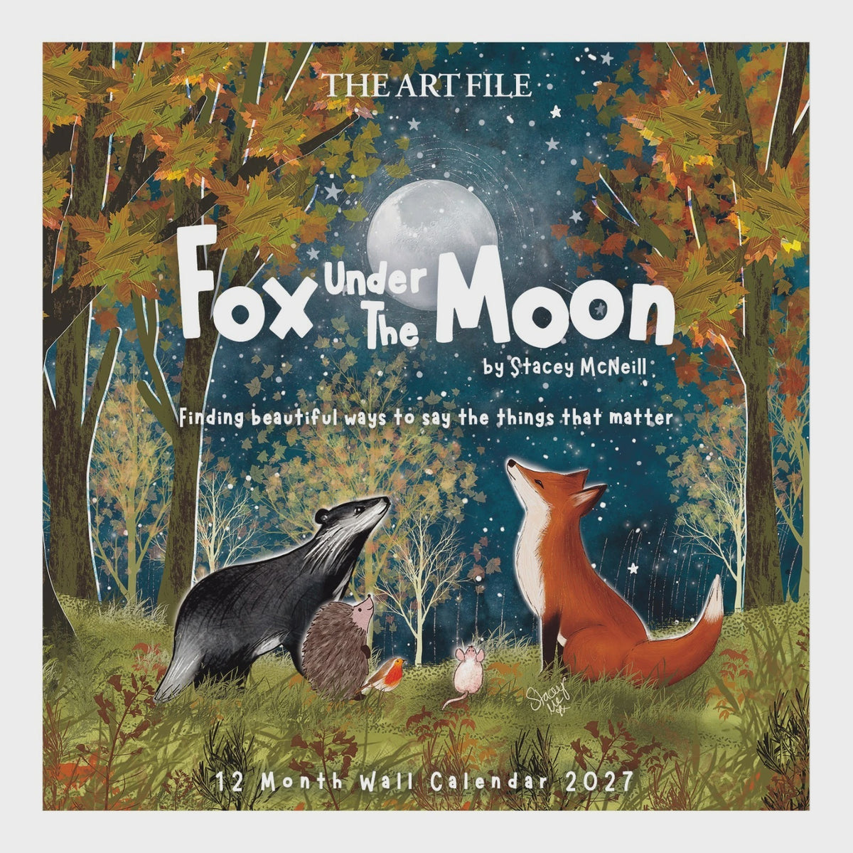 2027 Art File Wall Calendar: Fox Under The Moon