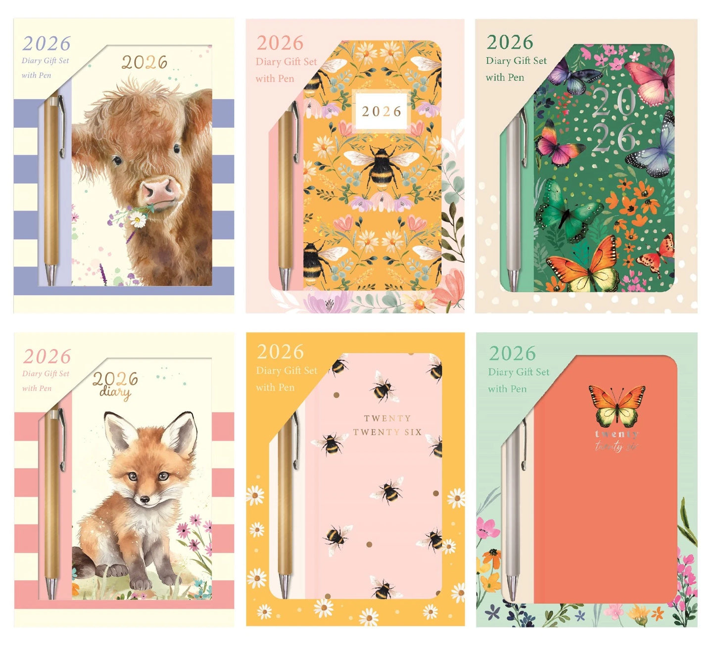 2026 Slimline Week To View Diary and Pen Gift Boxed Assorted