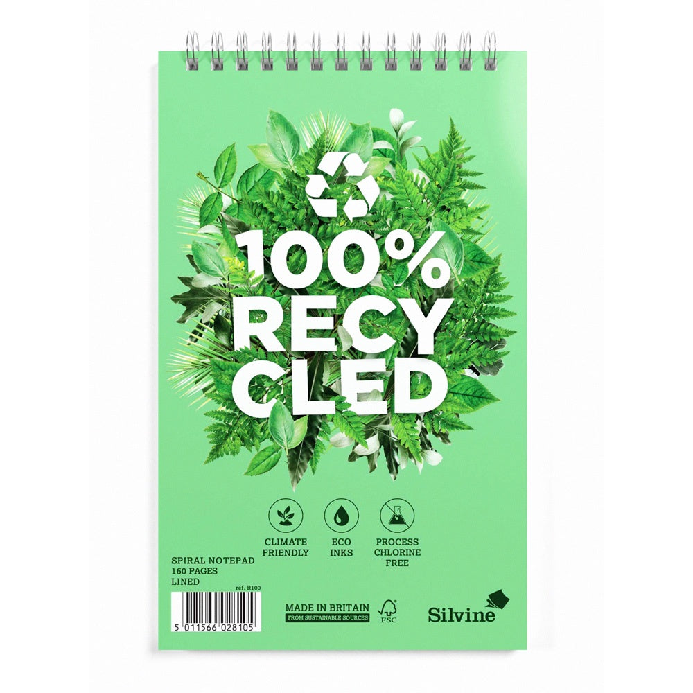 Silvine Recycled Shorthand Notebook Top Spiral lined 160  Pages