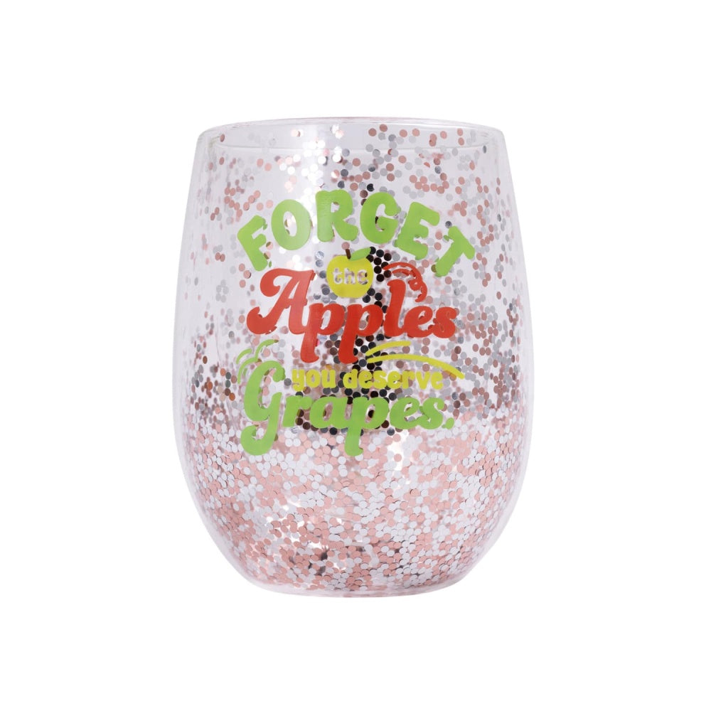 Teacher Grapes Glitter Wine Glass