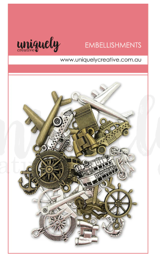 Metal Assorted  Travel Embellishments 20 Pce