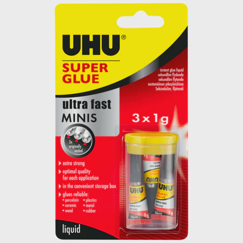 UHU Glue Superglue Minis 3 x 1ml