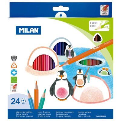 Milan Coloured Pencils Ergo Grip 24 Pack