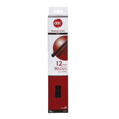 Gbc Plastic 21 Loop 12Mm Black 25Pk