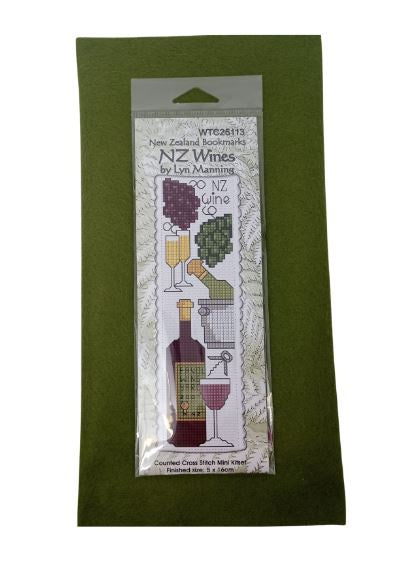 N.Z Cross stitch Bookmark- NZ wines (5 x 16cm)