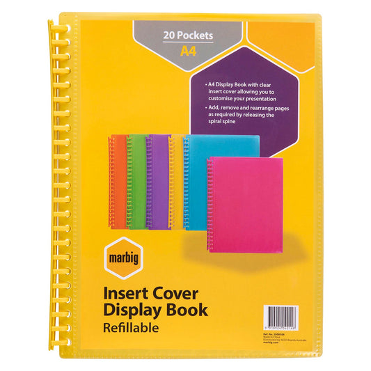 Display Book Insert Cover Refillable A4 20 pages/ yellow