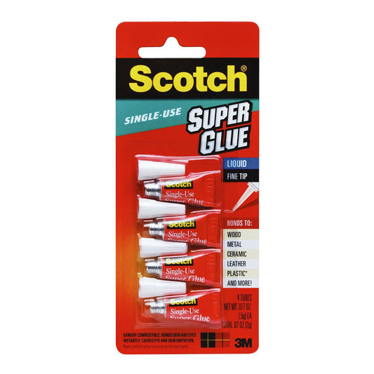 Scotch Super Glue Single-Use AD114, Pack of 4