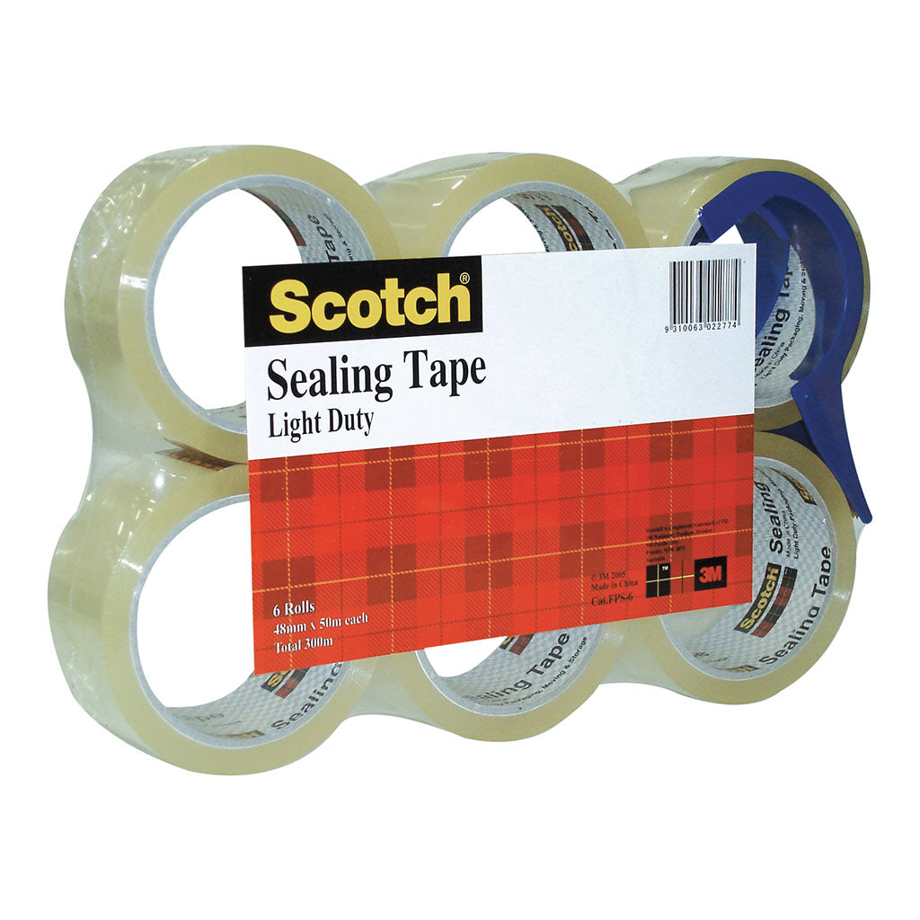 Scotch Sealing Tape FPS-6 48mmx50m Clear, Pack of 6 with Dispenser