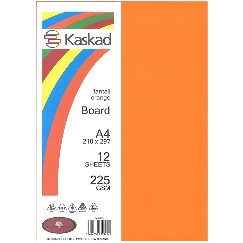 Kaskad A4 Coloured Board 225gsm 12 Pack