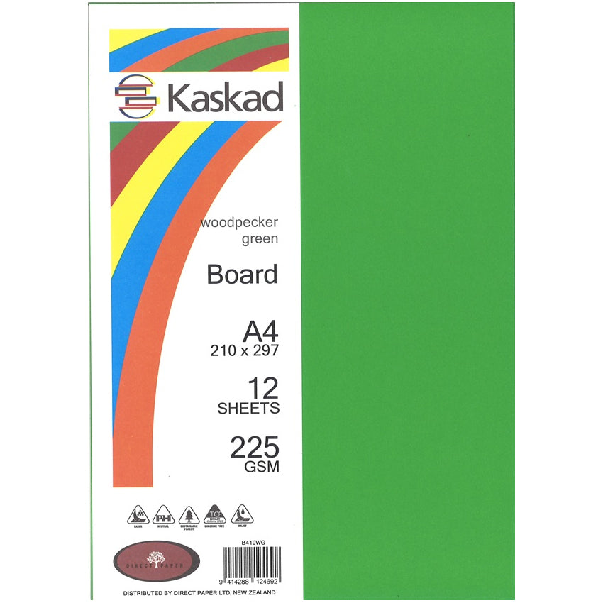 Kaskad A4 Coloured Board 225gsm 12 Pack