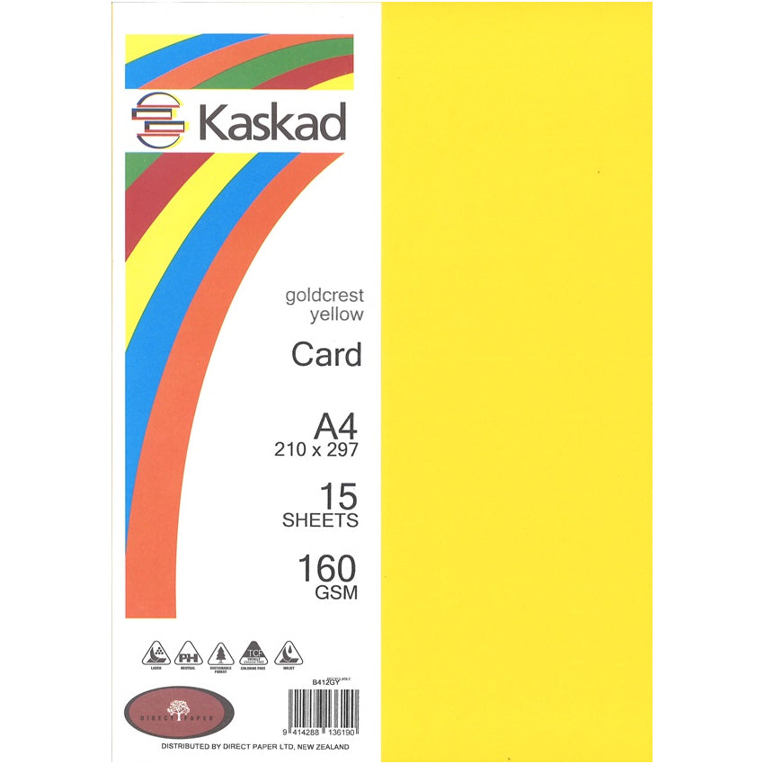 Kaskad A4 Coloured Card 160gsm 15 Pack