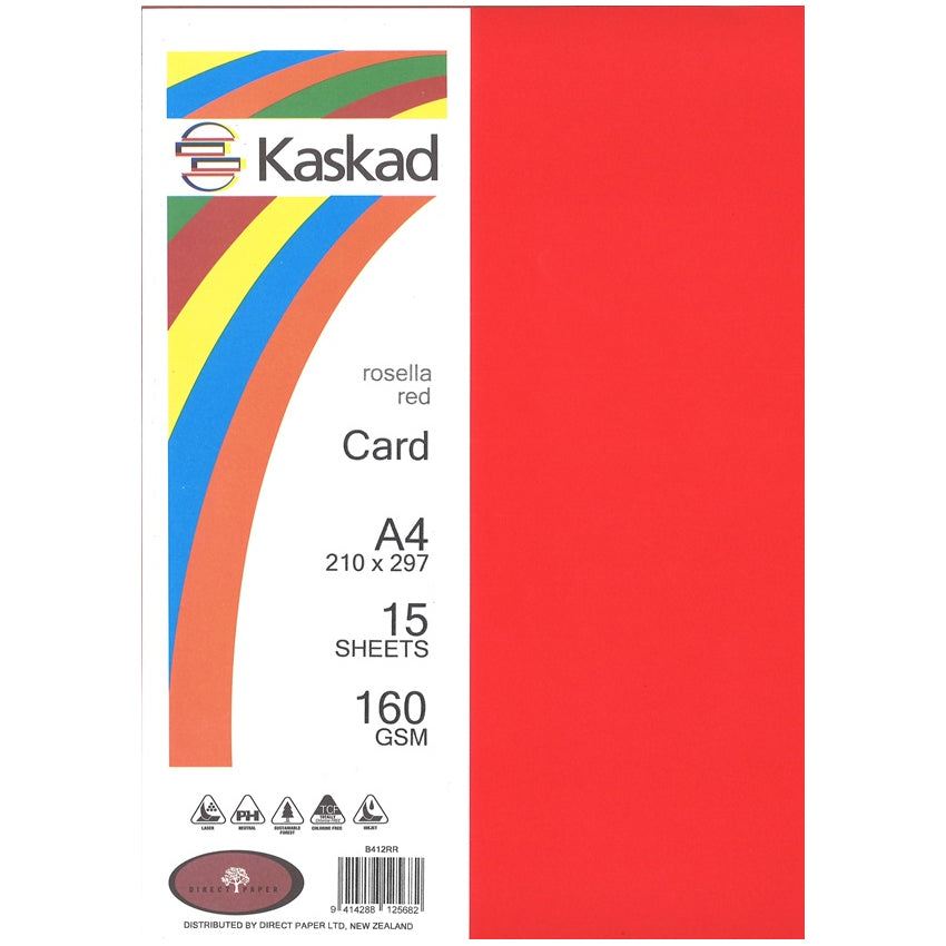 Kaskad A4 Coloured Card 160gsm 15 Pack