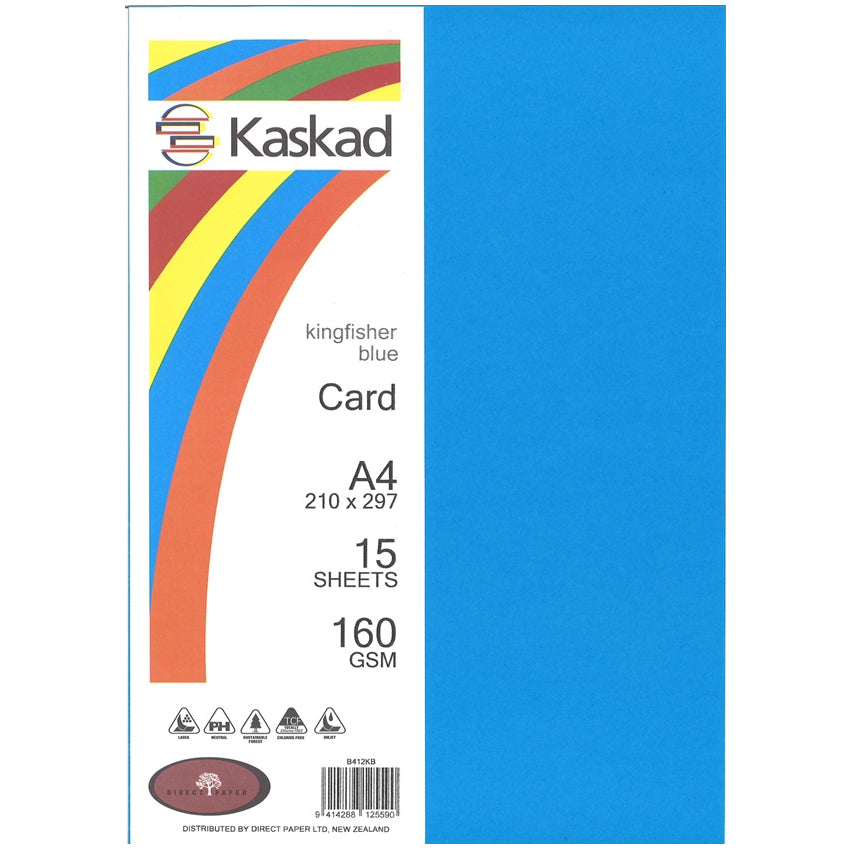 Kaskad A4 Coloured Card 160gsm 15 Pack