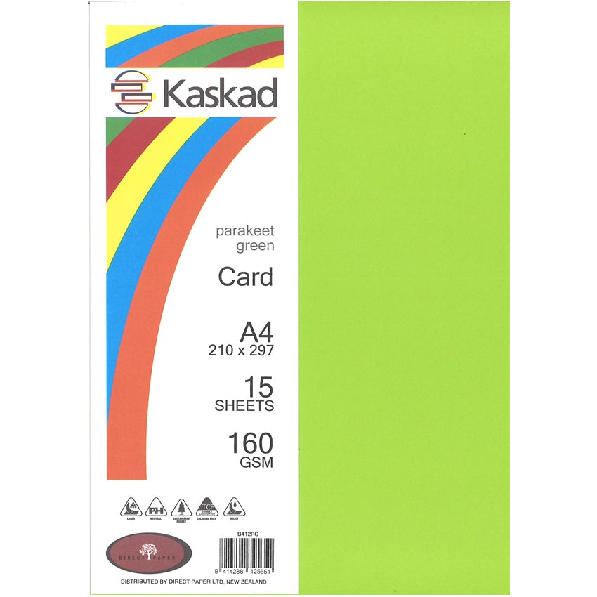 Kaskad A4 Coloured Card 160gsm 15 Pack