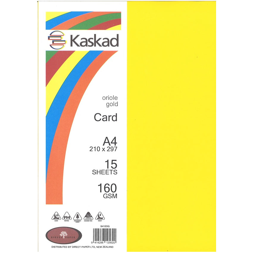 Kaskad A4 Coloured Card 160gsm 15 Pack