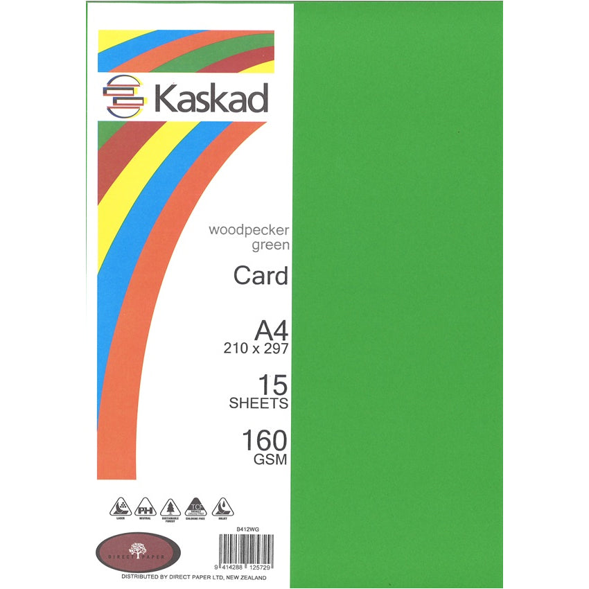 Kaskad A4 Coloured Card 160gsm 15 Pack