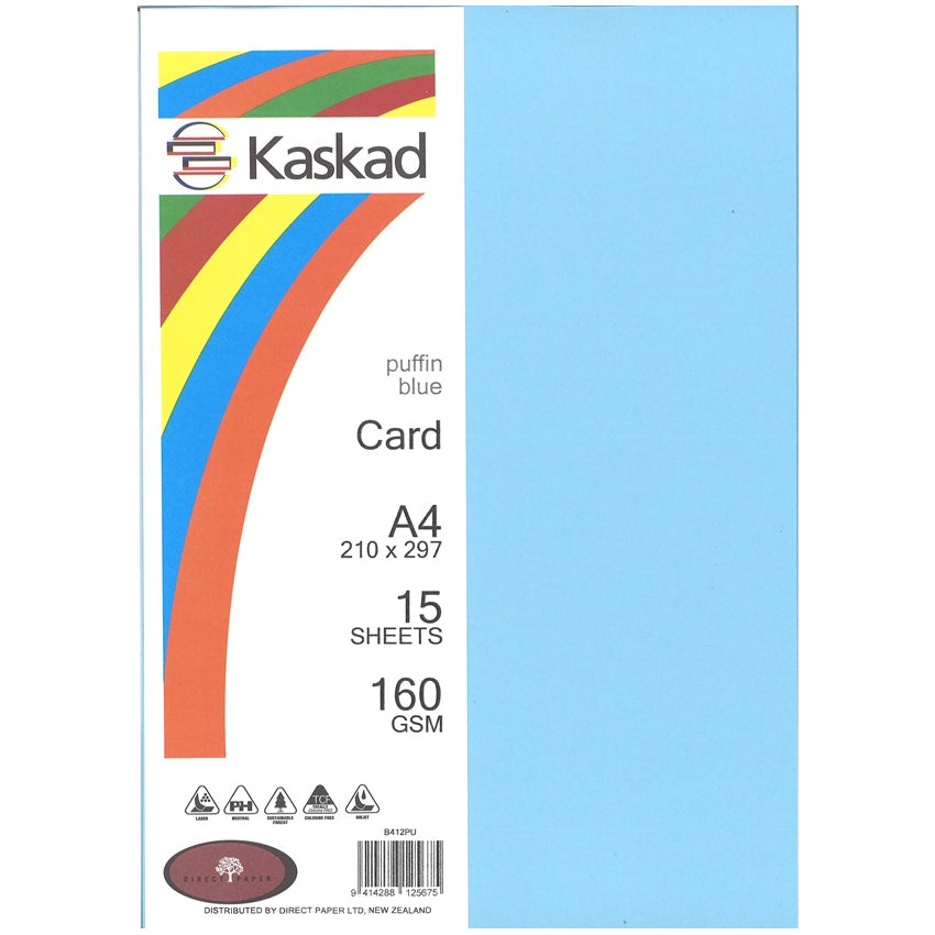 Kaskad A4 Coloured Card 160gsm 15 Pack