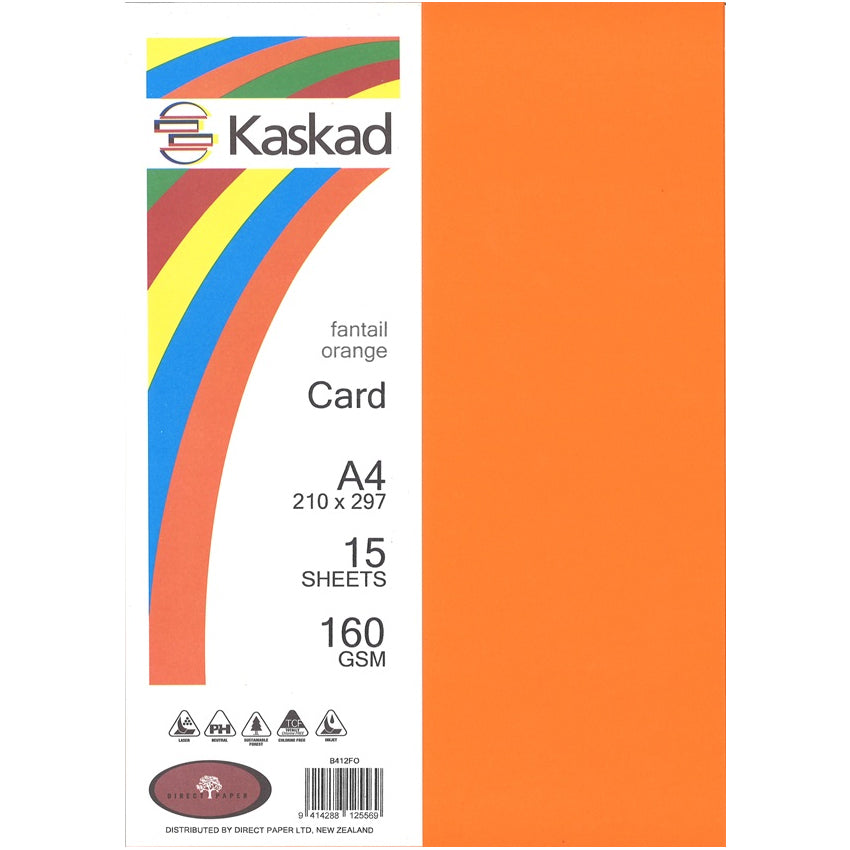 Kaskad A4 Coloured Card 160gsm 15 Pack