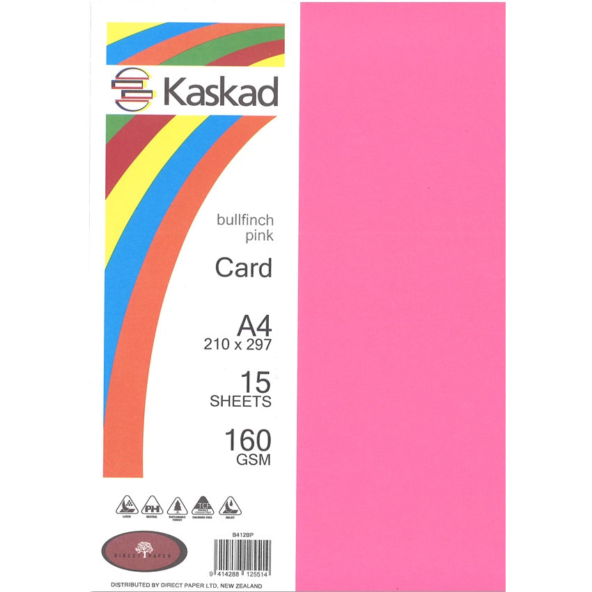 Kaskad A4 Coloured Card 160gsm 15 Pack