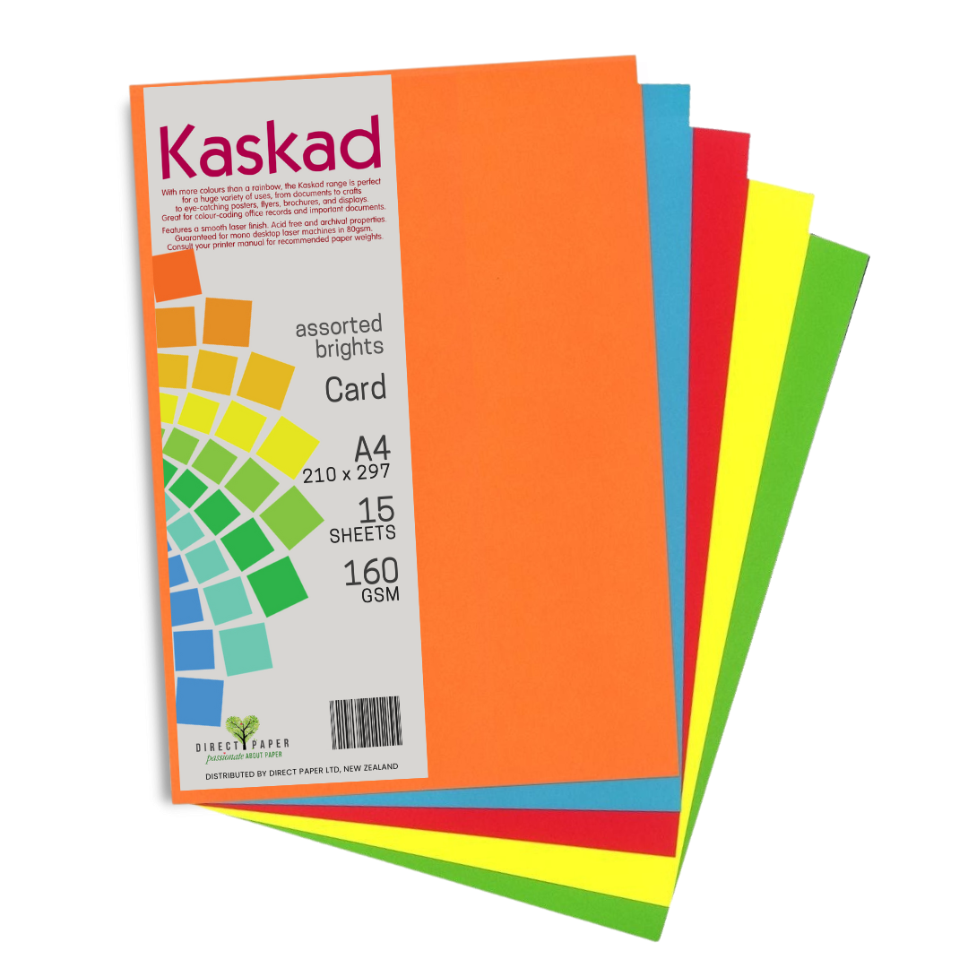 Kaskad A4 Coloured Card 160gsm 15 Pack