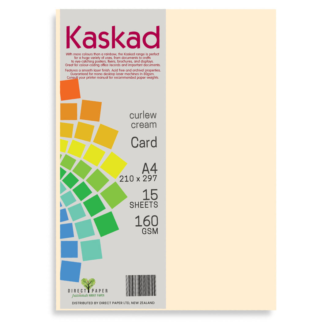 Kaskad A4 Coloured Card 160gsm 15 Pack