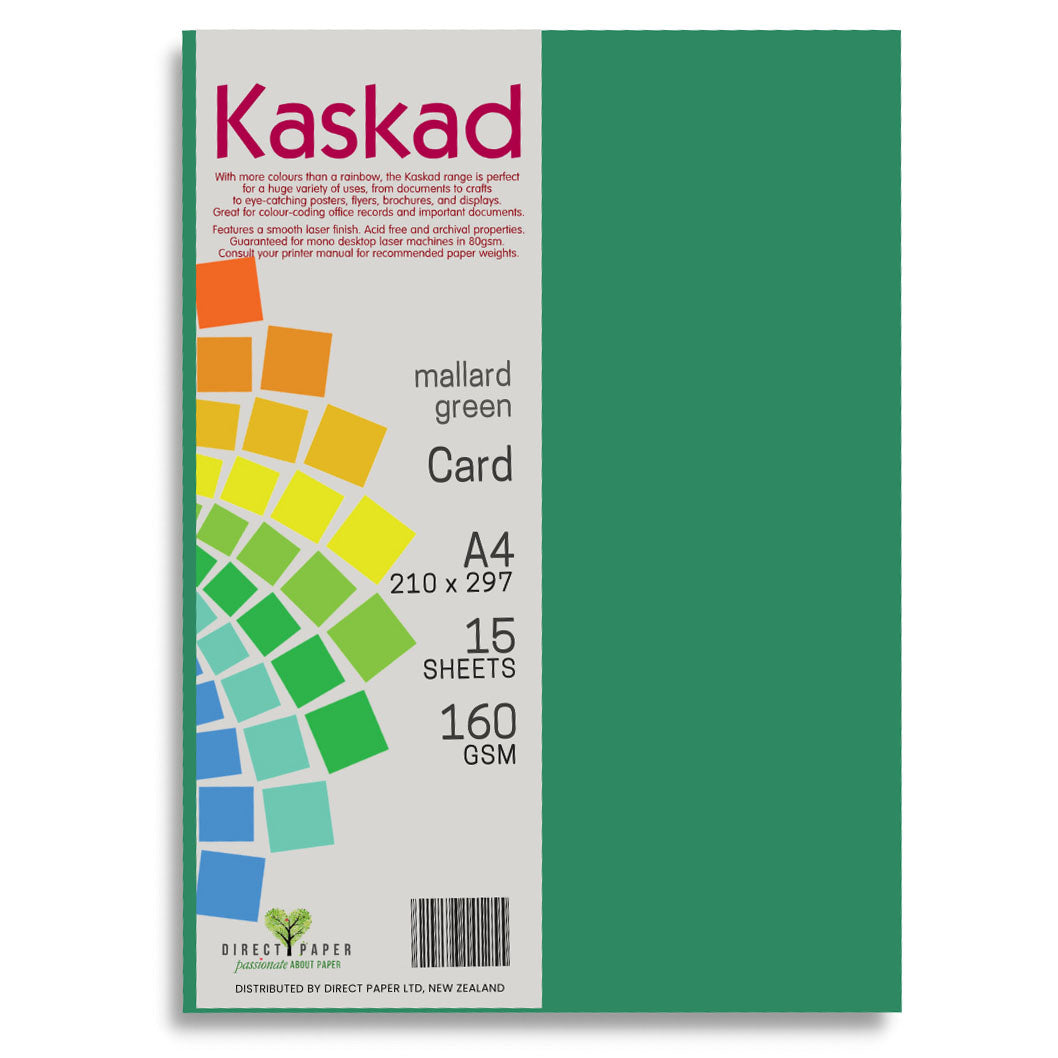 Kaskad A4 Coloured Card 160gsm 15 Pack