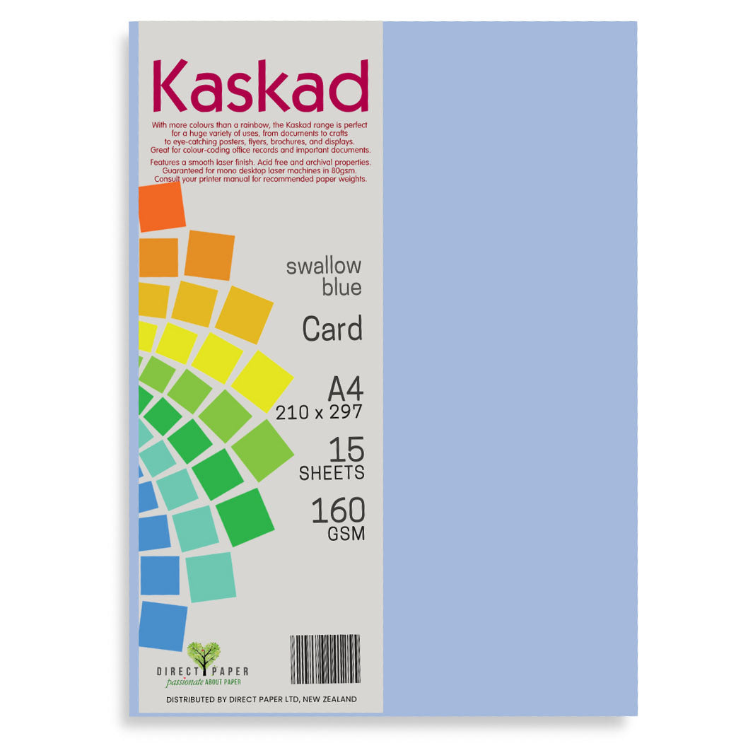 Kaskad A4 Coloured Card 160gsm 15 Pack