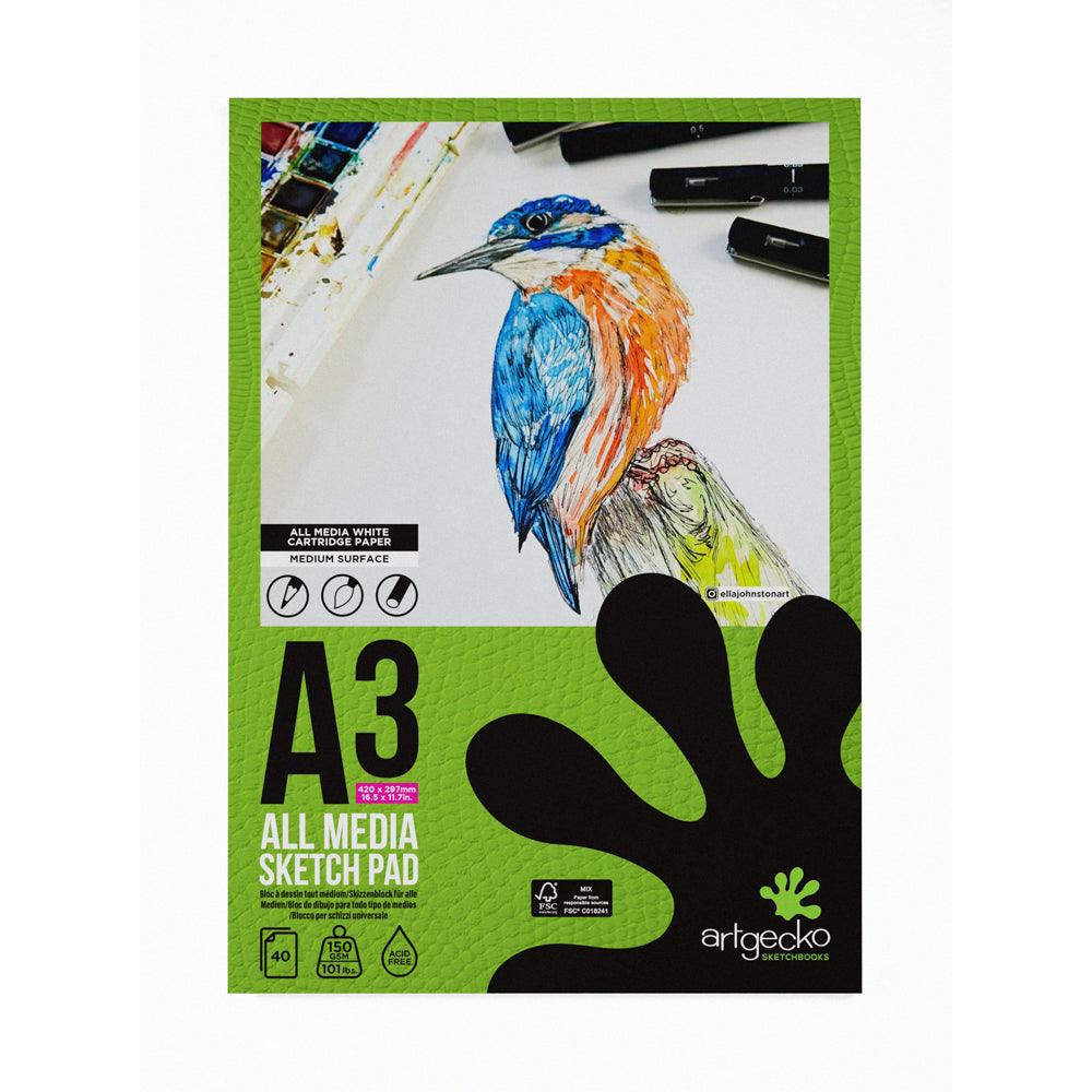 Artgecko Pro All Media Sketch Paper Pad 150gsm 40 Sheets
