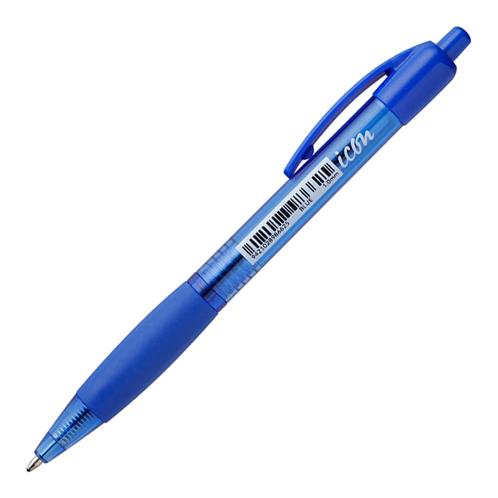 Icon Ballpoint Retractable Pen with Grip Blue