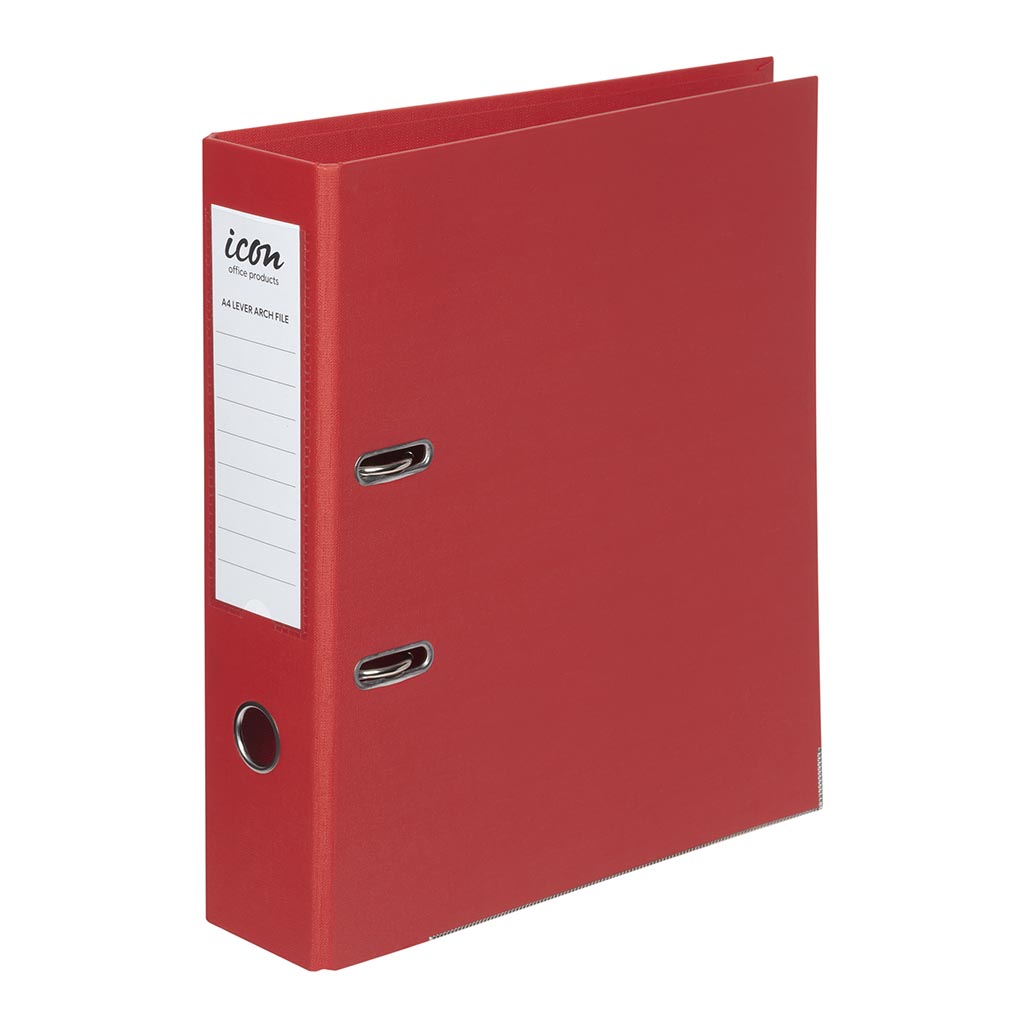 Icon Lever Arch File A4 Linen Red