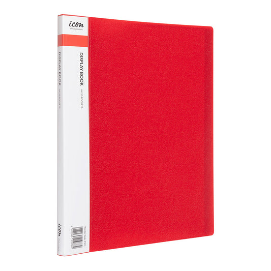 Icon Display Book A4 with Insert Spine 20 Pocket Red