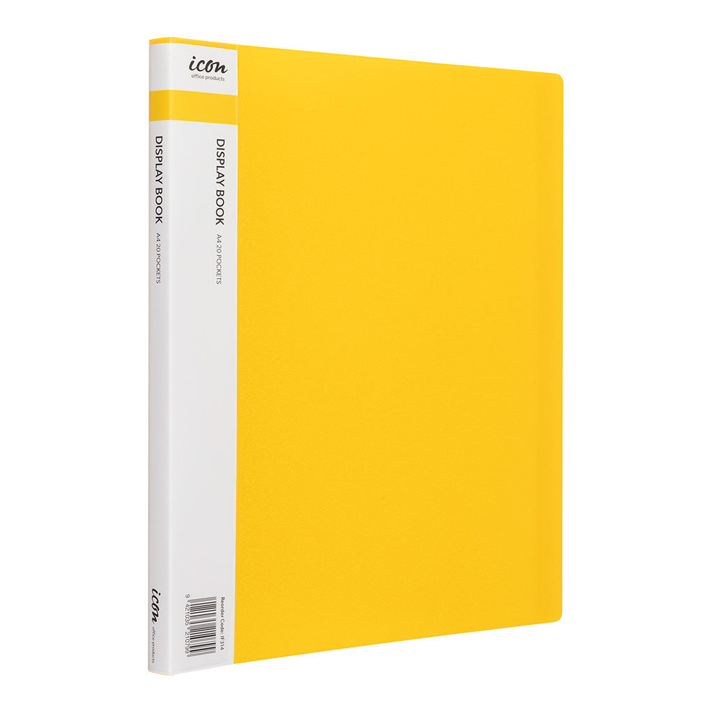 Icon Display Book A4 with Insert Spine 20 Pocket Yellow