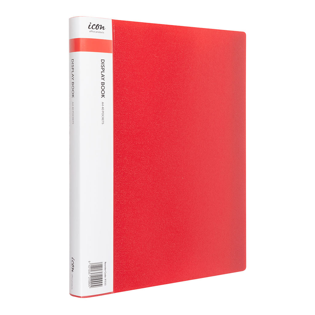 Icon Display Book A4 with Insert Spine 40 Pocket Red