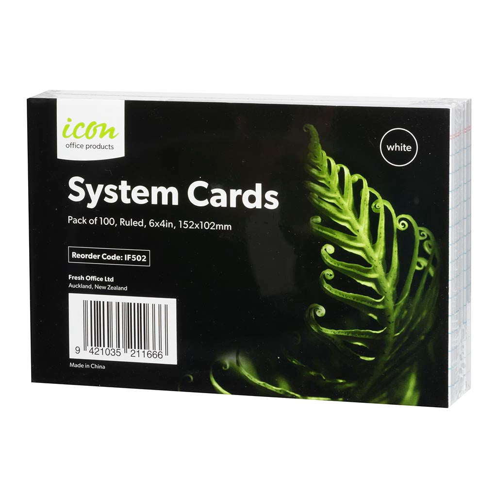 Icon System Cards Ruled 6x4 White, Pack of 100
