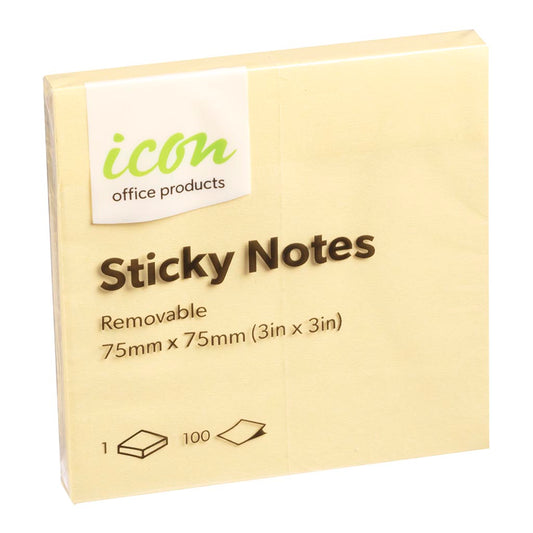 Icon Sticky Notes 75mm x 75mm Yellow