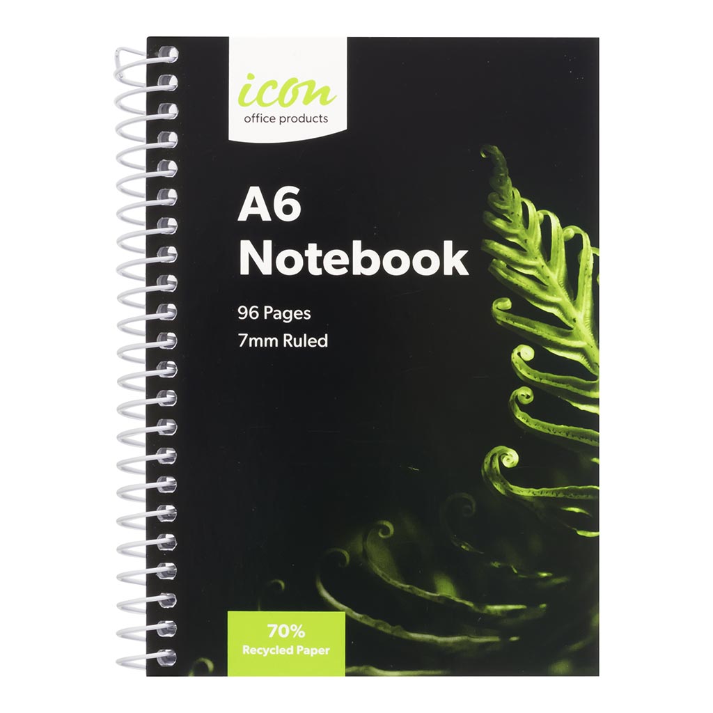 Icon Spiral Notebook A6 Soft cover 96 pg 70% Rec